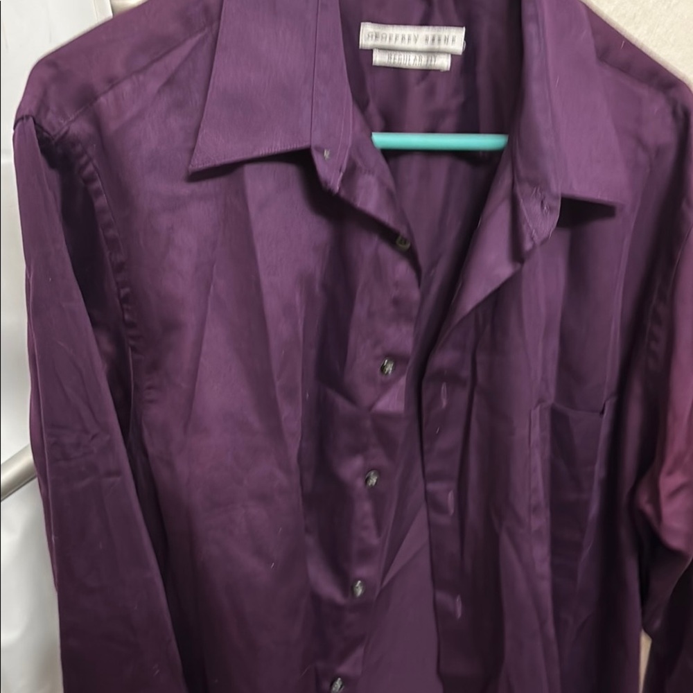 Geoffrey Beene Casual Purple Button Down Shirt